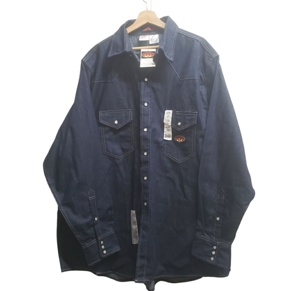 Rasco FR Shirt Flame Resistant Blue Denim Snap Close Pockets Size 3XL